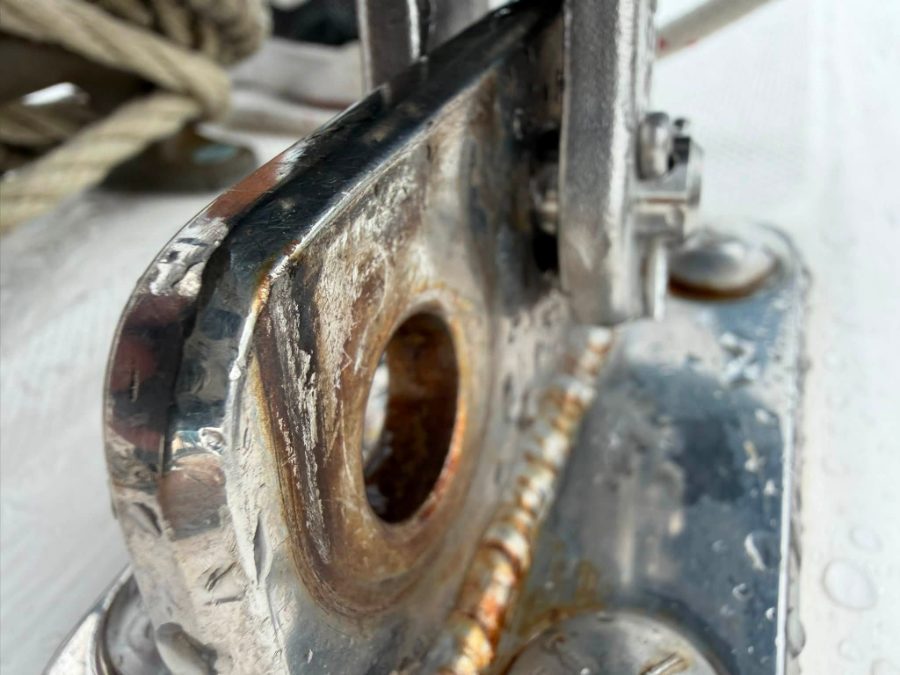 Corroded rigging fitting
